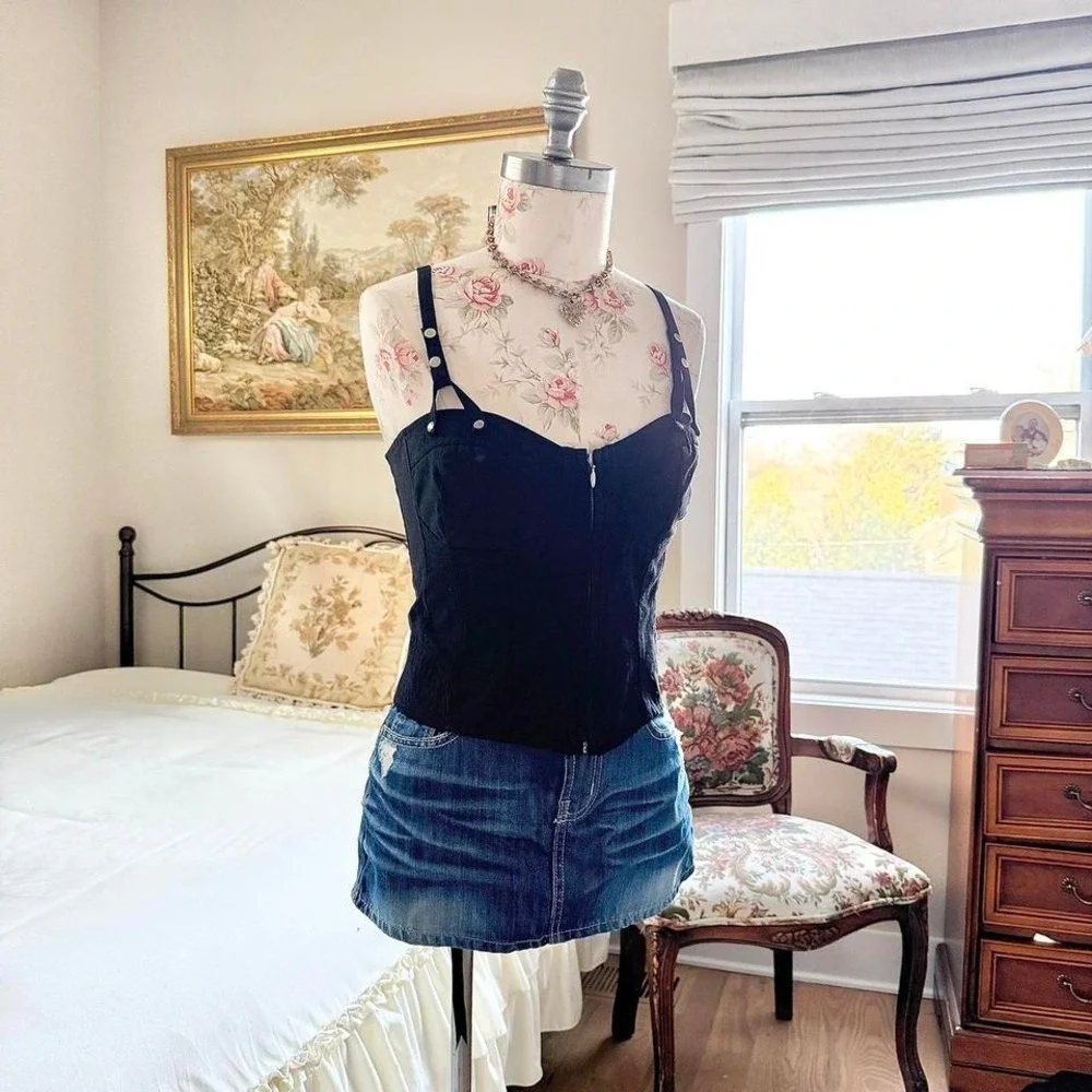 Y2K‎ black corset bustier top Bisou Bisou size 4